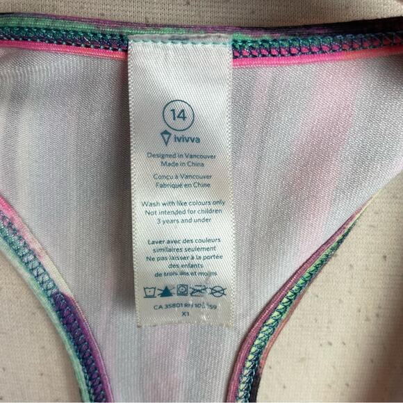 Ivivva Yellow Black Pink Abstract Strip Knit Tank Girls 14 - Picture 7 of 8